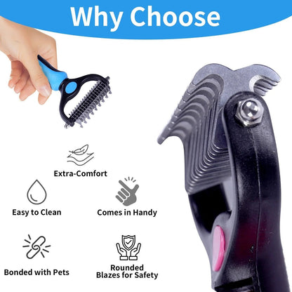 🐾 Double-Sided Deshedding Pet Brush – Dual-Sided, Ergonomic & Gentle for Dogs & Cats