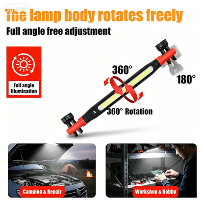 Tyiiplus™ Rechargeable Magnetic LED Work Light with Built-in Battery - IP55 Waterproof & Shockproof, Clamp & Magnet Base