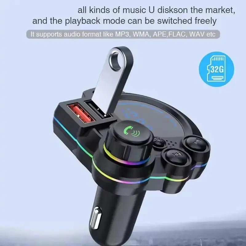 PD 30w Type-C Car Charger & Bluetooth 5.3 FM Transmitter, Wireless MP3 Player with Dual USB Ports