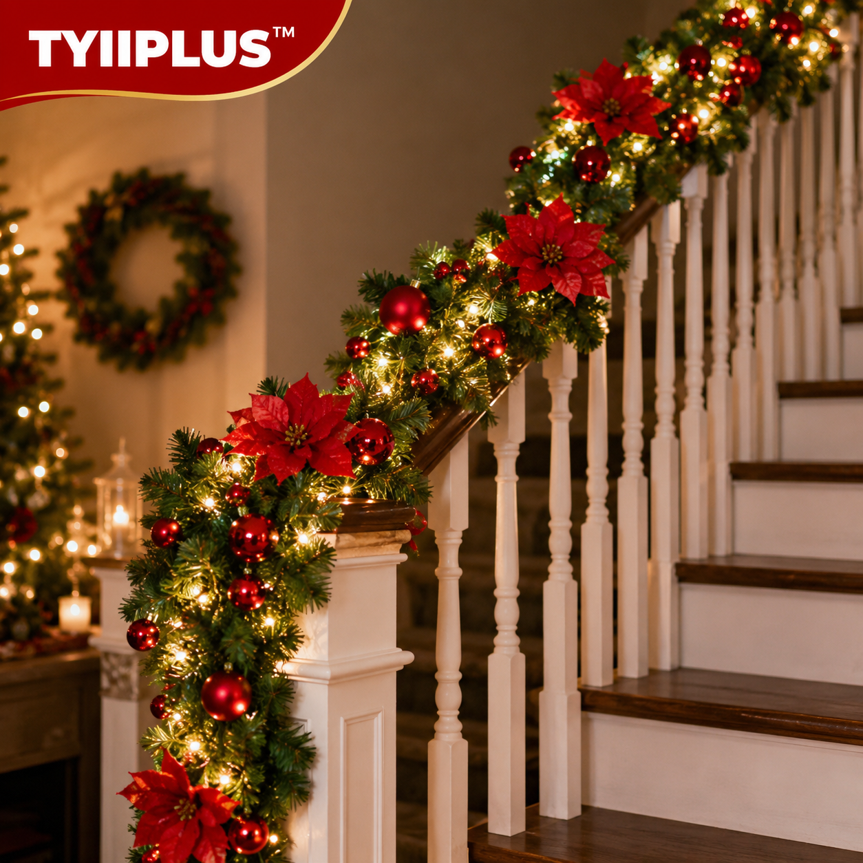 TYIIPLUS™ 2.7M Pre-Lit Christmas Garland with LED Lights