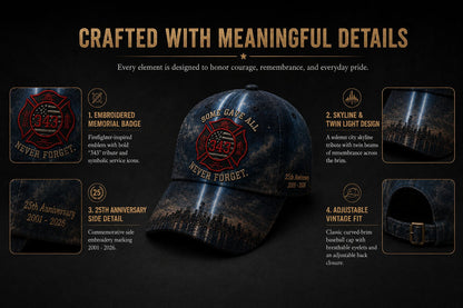 Never Forget 343 Memorial Cap – Embroidered Tribute Design🧢(Breathable & Lightweight Comfort & Unisex Fit)