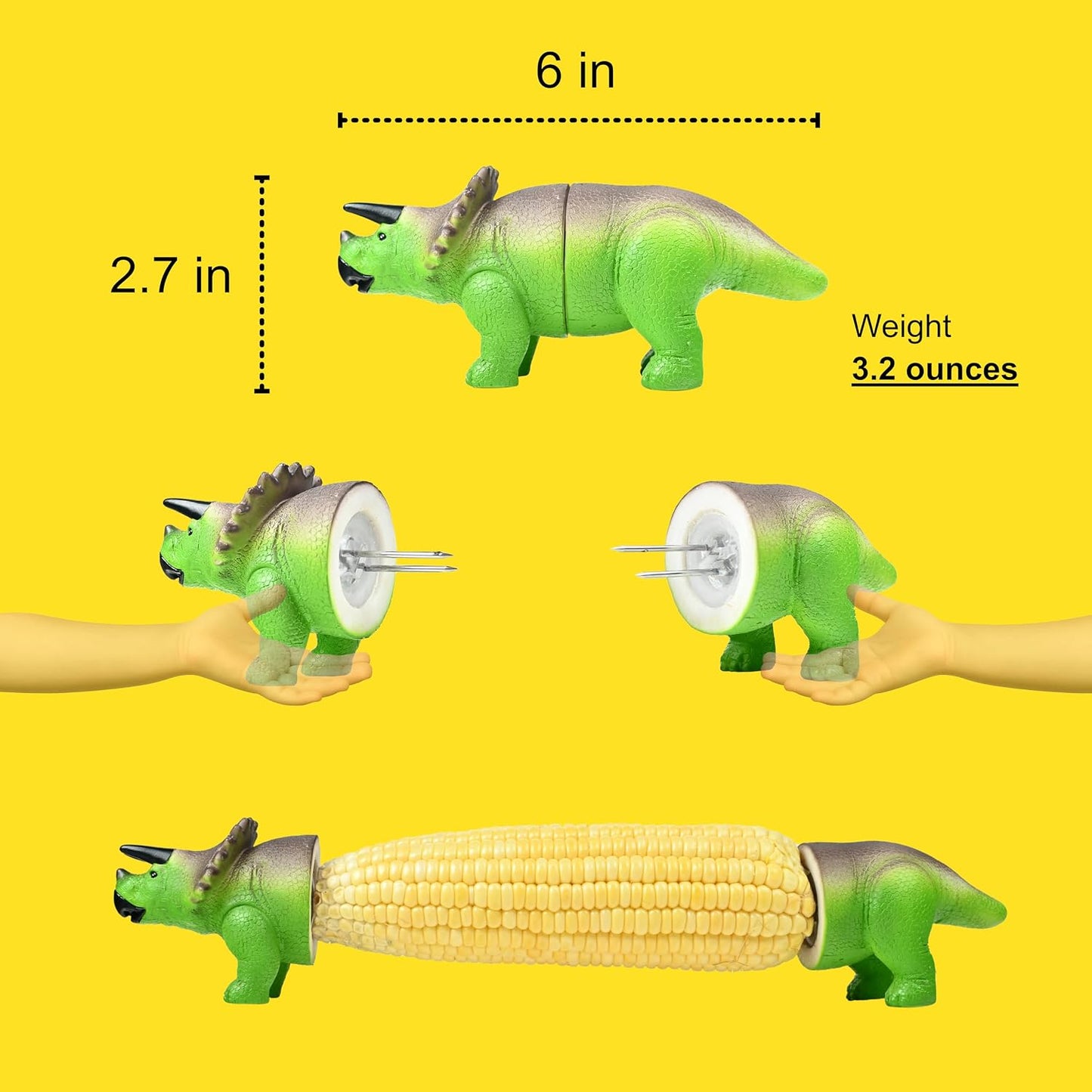 🦕💥2026 New Dinosaur Corn Holders for Corn On The Cob - Funny Corn Cob Holder for Kids and Adults with Stainless Steel Prongs