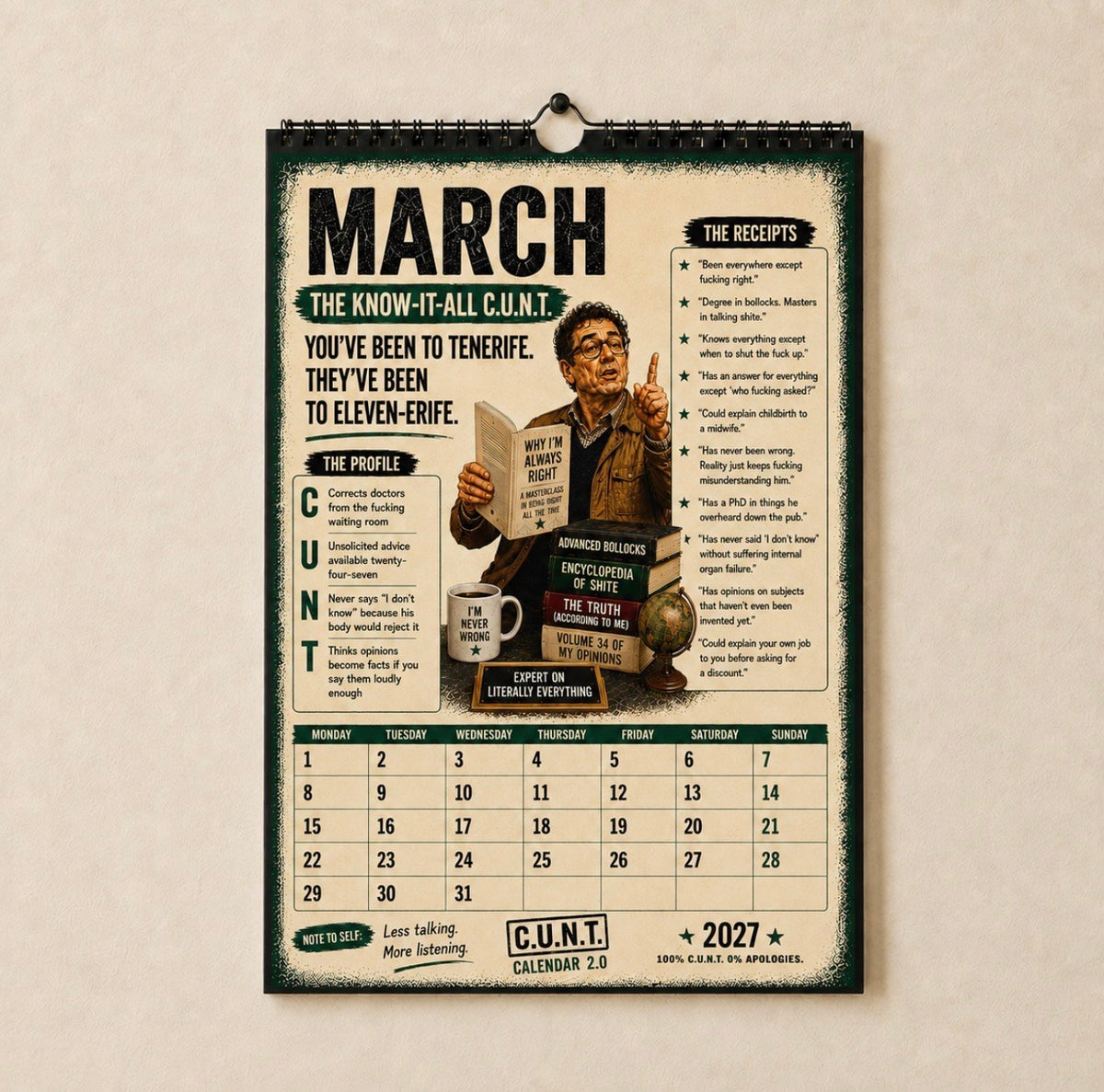 2027 C.U.N.T. Calendar - The Calendar That Finally Has A Personality 😈