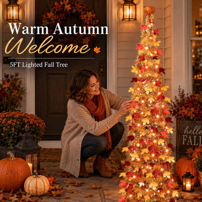 5-Foot Lighted Pop-Up Fall Tree