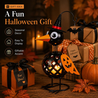🐦🎃Wrought Iron Crow and Pumpkin Ornament