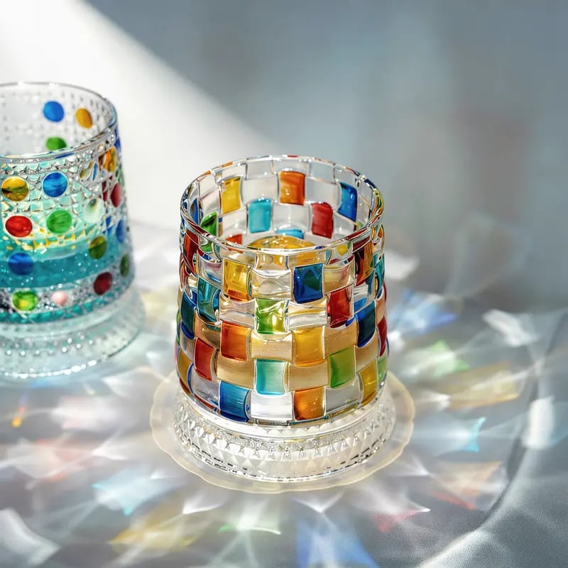 🌈Hand-Painted Embossed Rotating Whiskey Glass (✨Including a Rotating Base)