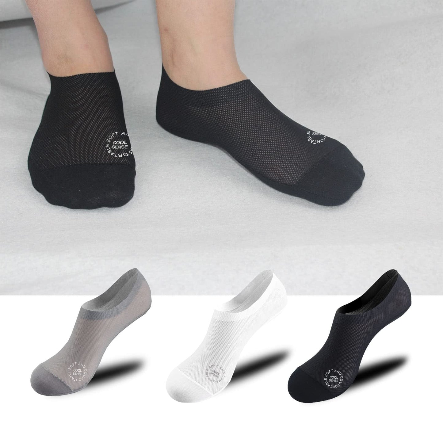 3-Pair Invisible Grip Socks Pack 🧦Breathable | Low-Cut | Anti-Slip | Sweat-Absorbing