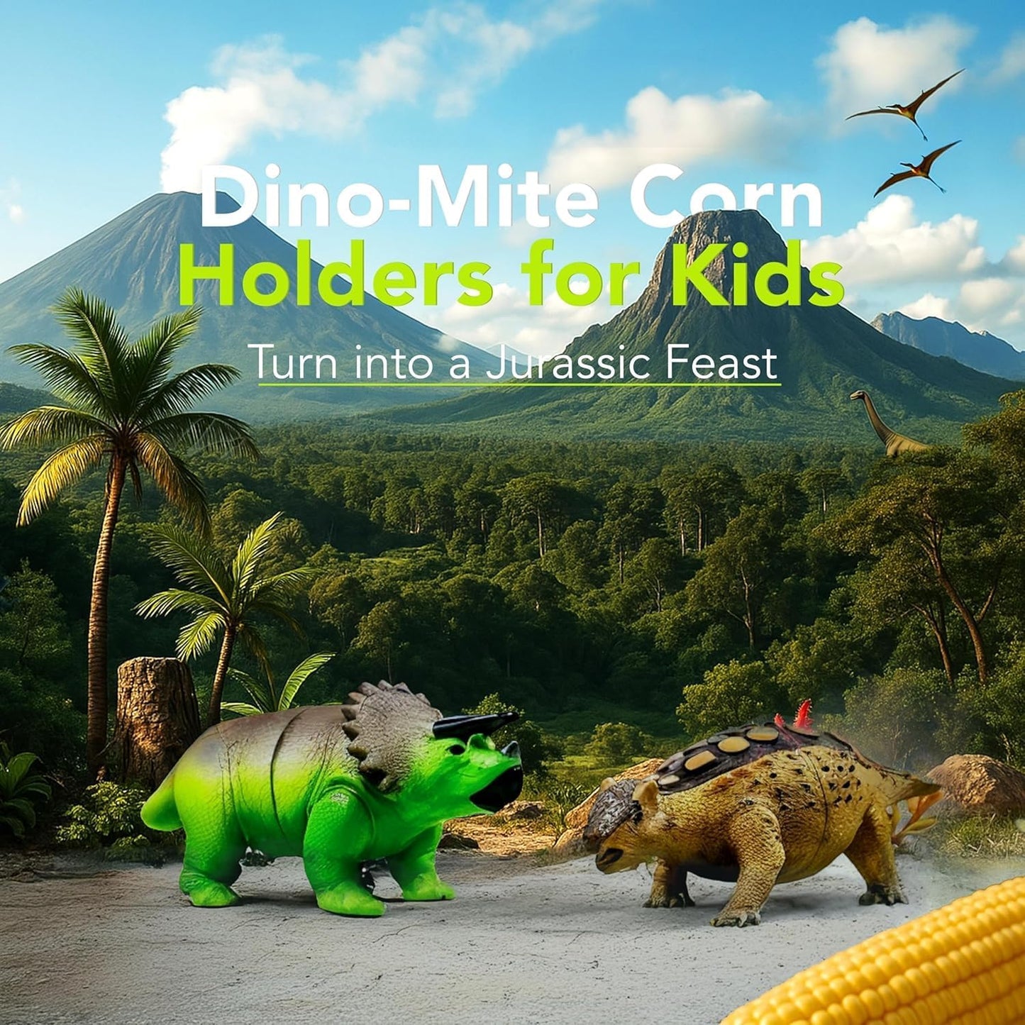 🦕💥2026 New Dinosaur Corn Holders for Corn On The Cob - Funny Corn Cob Holder for Kids and Adults with Stainless Steel Prongs
