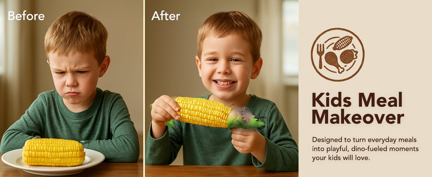 🦕💥2026 New Dinosaur Corn Holders for Corn On The Cob - Funny Corn Cob Holder for Kids and Adults with Stainless Steel Prongs