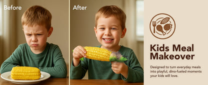 🦕💥2026 New Dinosaur Corn Holders for Corn On The Cob - Funny Corn Cob Holder for Kids and Adults with Stainless Steel Prongs