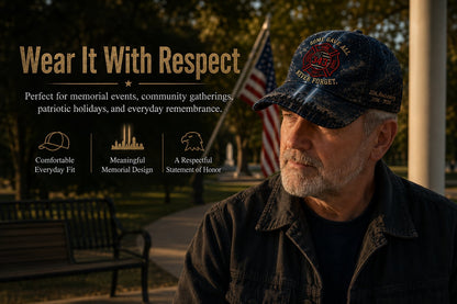 Never Forget 343 Memorial Cap – Embroidered Tribute Design🧢(Breathable & Lightweight Comfort & Unisex Fit)