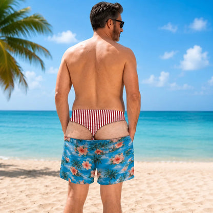 Men’s Novelty Prank Swim Trunks – Funny Beach Shorts for Summer & Parties