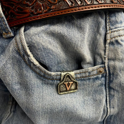 Handmade Cow Tag Belt  Key Holder with Custom Initial
