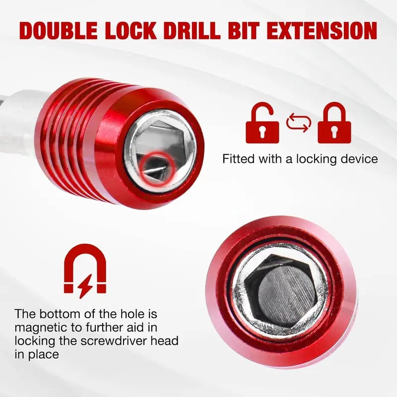 🛠️Drill Bit Extension 2/4/6/12'', Magnetic Bit Holder 4 Pcs, Drill Extension Bit Holder 1/4'' Hex