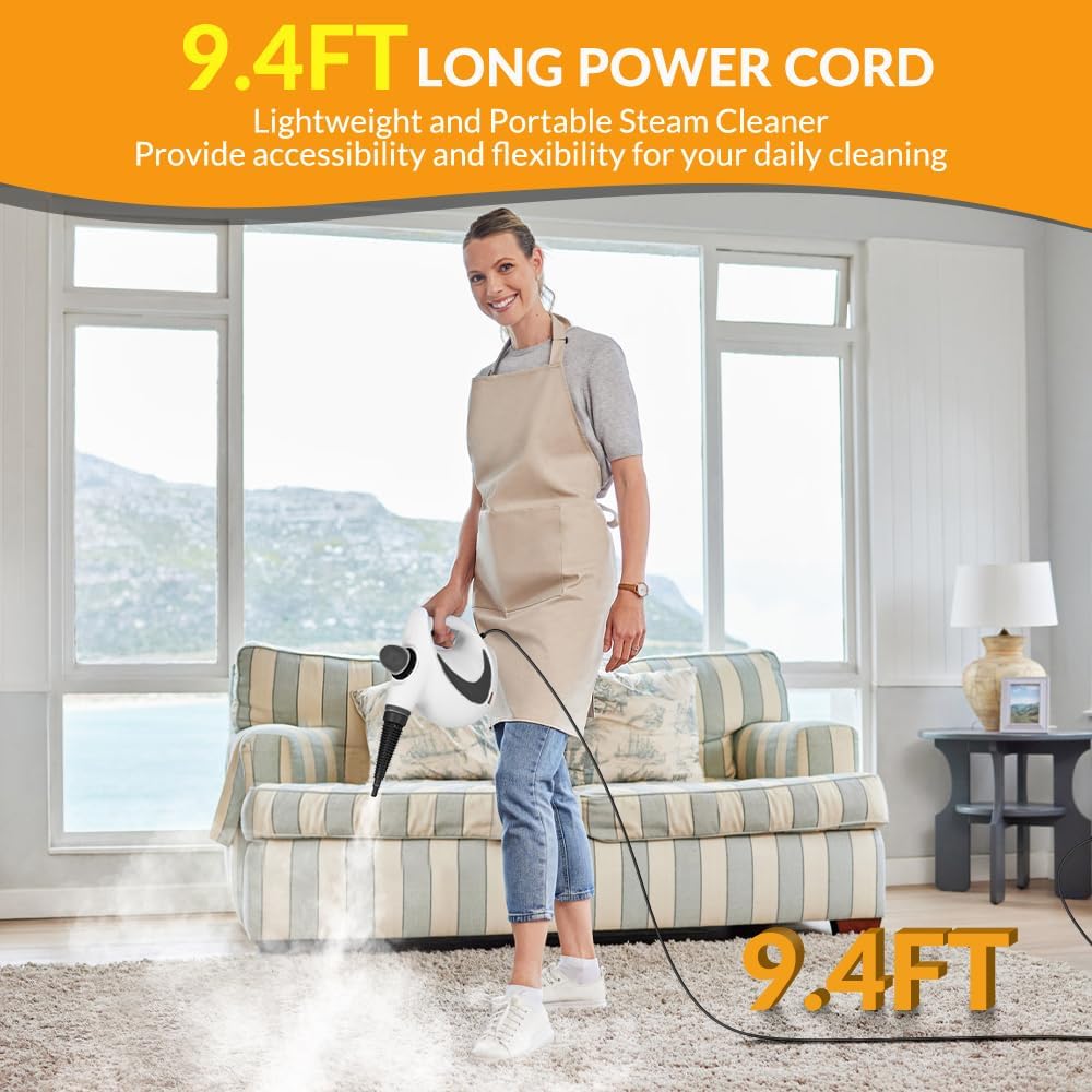 Handheld Pressurized Steam Cleaner with 12-Piece Accessory Kit