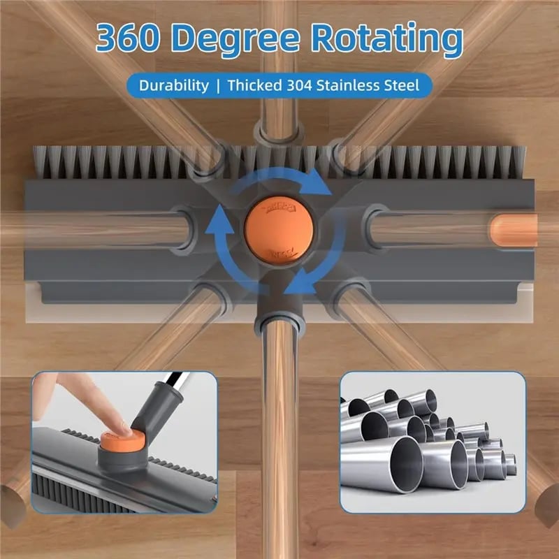 3-in-1 Adjustable Floor Scrub Brush – 360° Rotating Cleaning Tool
