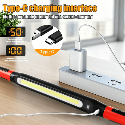 Tyiiplus™ Rechargeable Magnetic LED Work Light with Built-in Battery - IP55 Waterproof & Shockproof, Clamp & Magnet Base