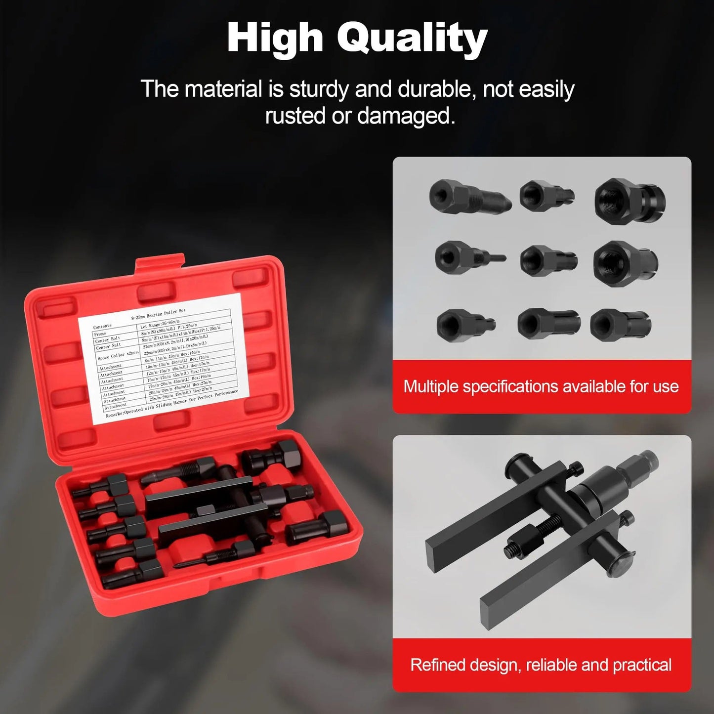 10PCS Blind Hole Bearing Puller Kit – Motorcycle Wheel Inner Bearing Removal Tool Set (0.31"–0.98")