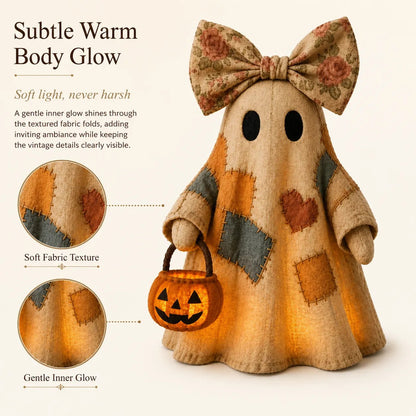 🍂👻 Lighted Vintage Patchwork Ghost
