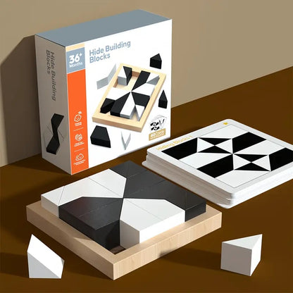 🧠 Hidden Blocks Brain Builder – 3D STEM Puzzle for Logic & Problem-Solving Skills, Educational Wooden Building Toy for All Ages