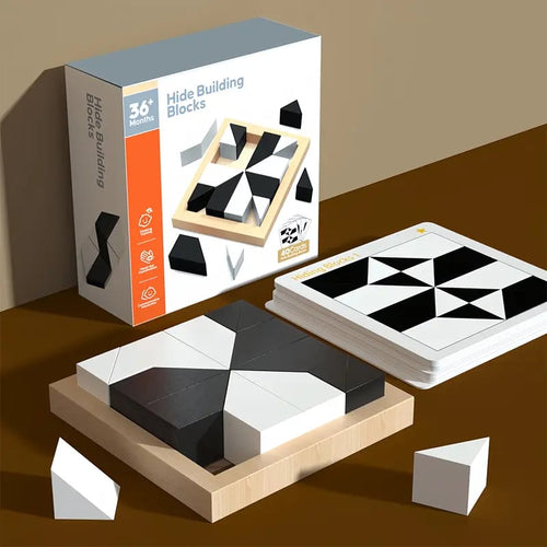 🧠 Hidden Blocks Brain Builder – 3D STEM Puzzle for Logic & Problem-Solving Skills, Educational Wooden Building Toy for All Ages