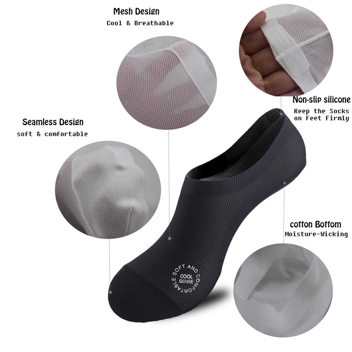3-Pair Invisible Grip Socks Pack 🧦Breathable | Low-Cut | Anti-Slip | Sweat-Absorbing