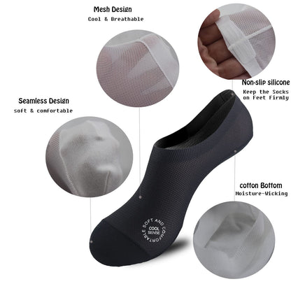 3-Pair Invisible Grip Socks Pack 🧦Breathable | Low-Cut | Anti-Slip | Sweat-Absorbing