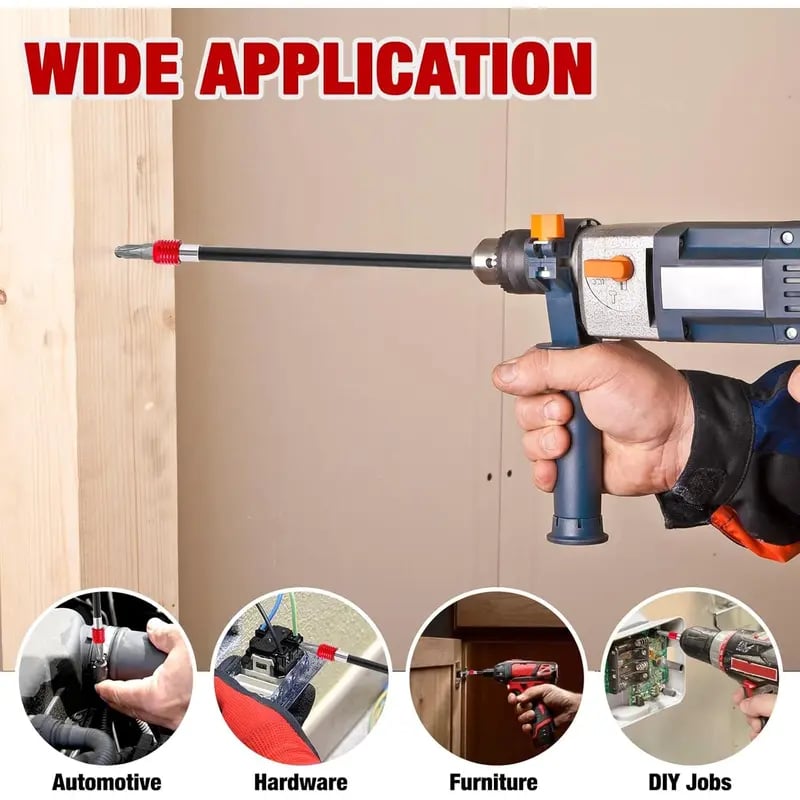 🛠️Drill Bit Extension 2/4/6/12'', Magnetic Bit Holder 4 Pcs, Drill Extension Bit Holder 1/4'' Hex