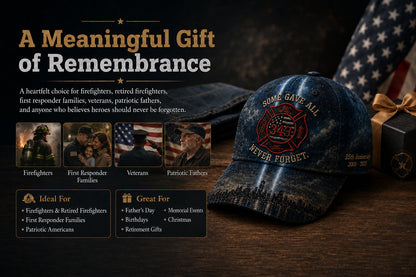 Never Forget 343 Memorial Cap – Embroidered Tribute Design🧢(Breathable & Lightweight Comfort & Unisex Fit)