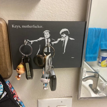 Cinematic "Where Are Your Keys?" Wall Key Holder, Wood Mounted Wall Art