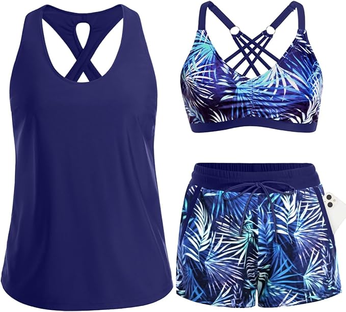 Tyiiplus™ 3 Piece Tankini with Shorts