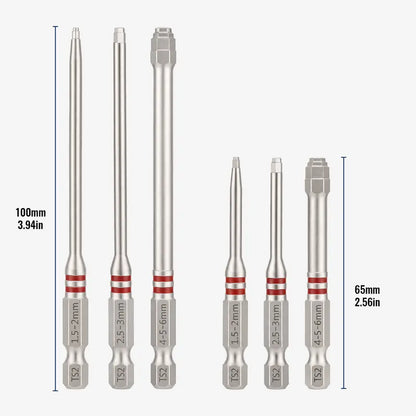 TYIIPLUS™ 6PCS S2 Alloy Steel Magnetic Screwdriver Bits Set – Pagoda Hex Shank Drill Bit Set