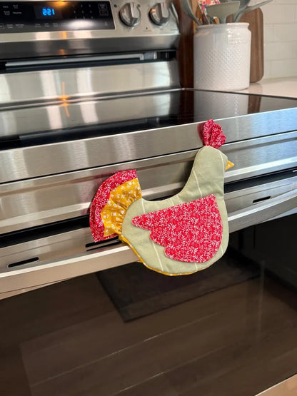 🐔 Handmade Chicken Oven Mitt & Pot Holder – Quilted Hen Hot Pad, Insulated & Heat Resistant, Farmhouse Kitchen Decor 🏡