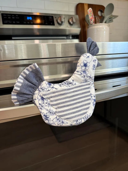 🐔 Handmade Chicken Oven Mitt & Pot Holder – Quilted Hen Hot Pad, Insulated & Heat Resistant, Farmhouse Kitchen Decor 🏡