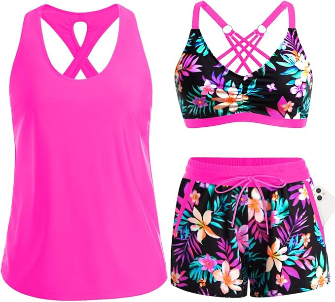 Tyiiplus™ 3 Piece Tankini with Shorts