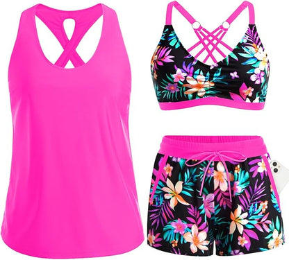 Tyiiplus™ 3 Piece Tankini with Shorts