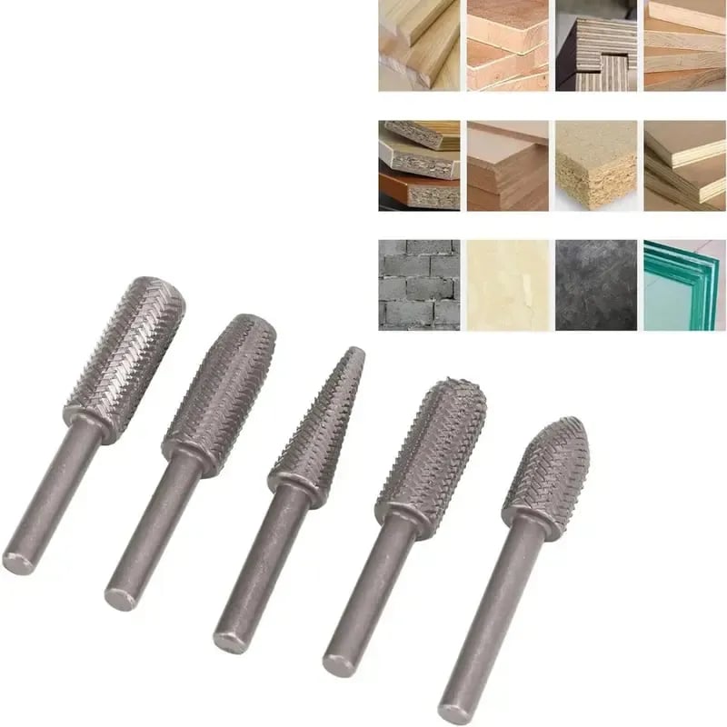 🔥 5-Piece Carbon Steel File Set – High-Speed Wood Grinding & Carving Bits