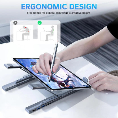 USB C Laptop Stand with Docking Station