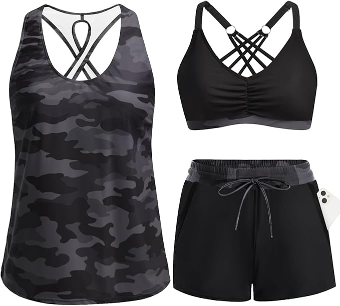 Tyiiplus™ 3 Piece Tankini with Shorts