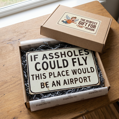 Funny "If Assholes Could Fly" Vintage Metal Sign – Hilarious Man Cave Wall Decor ✈️😂
