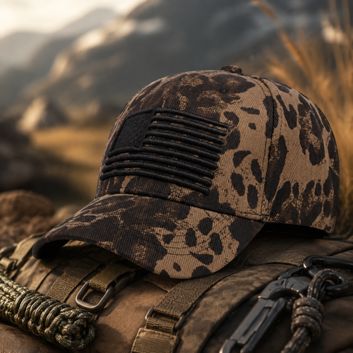 American Flag Camo Leopard Print Baseball Cap