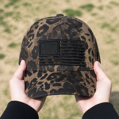 American Flag Camo Leopard Print Baseball Cap