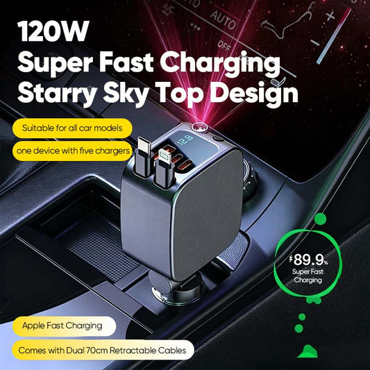 Multi-functional Universal Retractable Super-Fast Car Charger