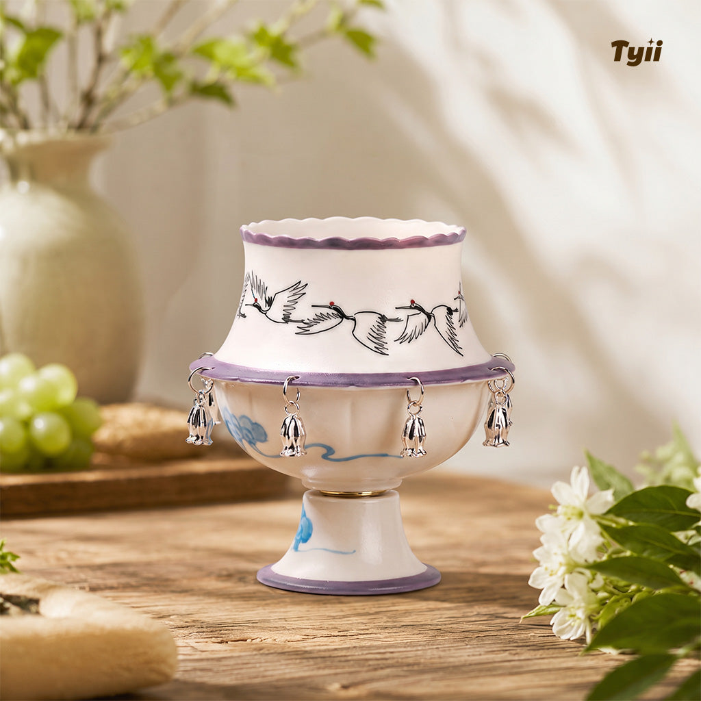 The Oriental Charm: Hand-Painted Under-Glaze Rotating Tea Cup with Luxury Gift Box