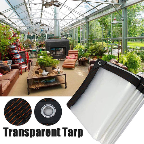 🔥 Heavy-Duty Transparent Tarp – Waterproof, Insulating & UV-Resistant with Aluminum Grommets ⛈️