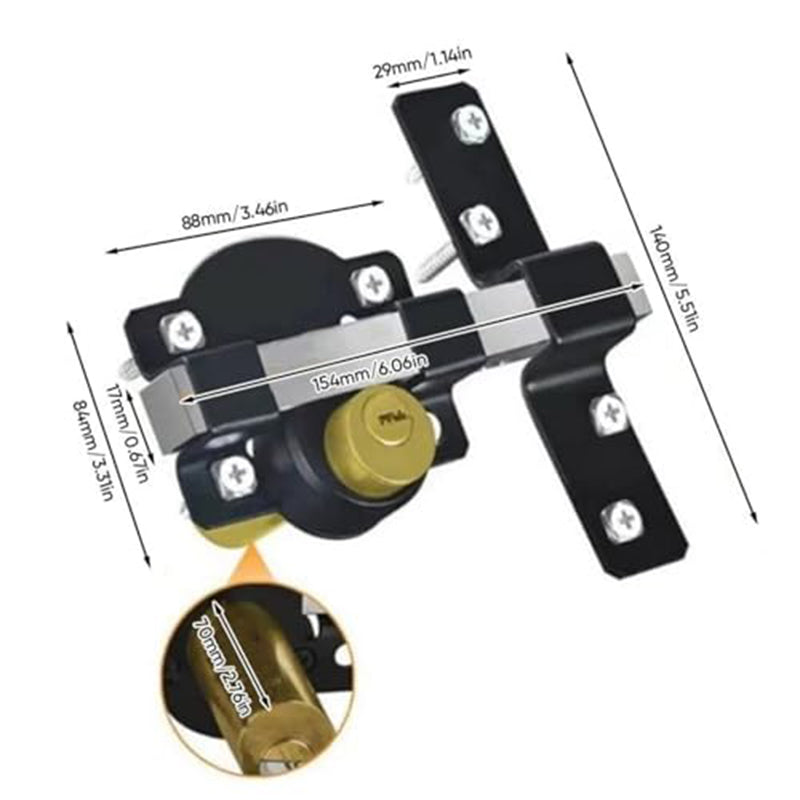 Long Throw Gate Lock with 5 Keys