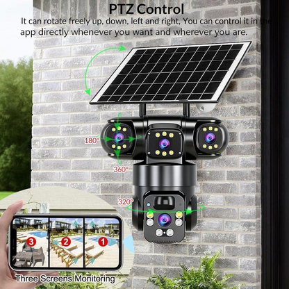 6K 12MP Outdoor Wi-Fi Security Camera | 10x Zoom, 3 Lenses, 360° PTZ | IP66 Waterproof, Color Night Vision, Two-Way Audio, Motion Tracking