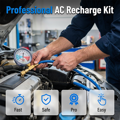 🔧R134a AC Refrigerant Charging Hose with Gauge – Leak-proof, Easy Read & Compatible with Cars, Trucks or Home AC – Safe DIY Recharge 🚗
