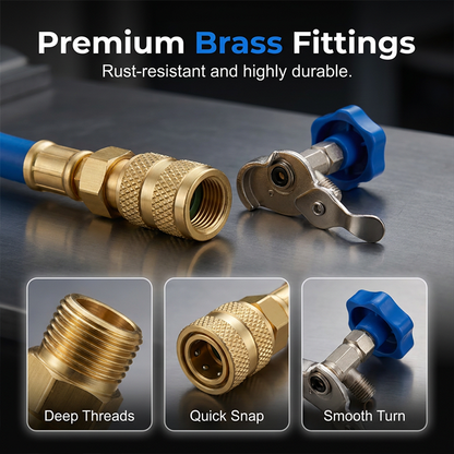 🔧R134a AC Refrigerant Charging Hose with Gauge – Leak-proof, Easy Read & Compatible with Cars, Trucks or Home AC – Safe DIY Recharge 🚗