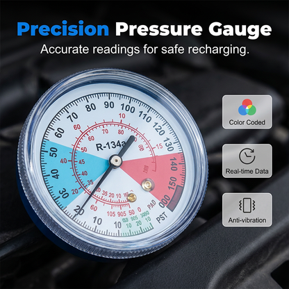 🔧R134a AC Refrigerant Charging Hose with Gauge – Leak-proof, Easy Read & Compatible with Cars, Trucks or Home AC – Safe DIY Recharge 🚗